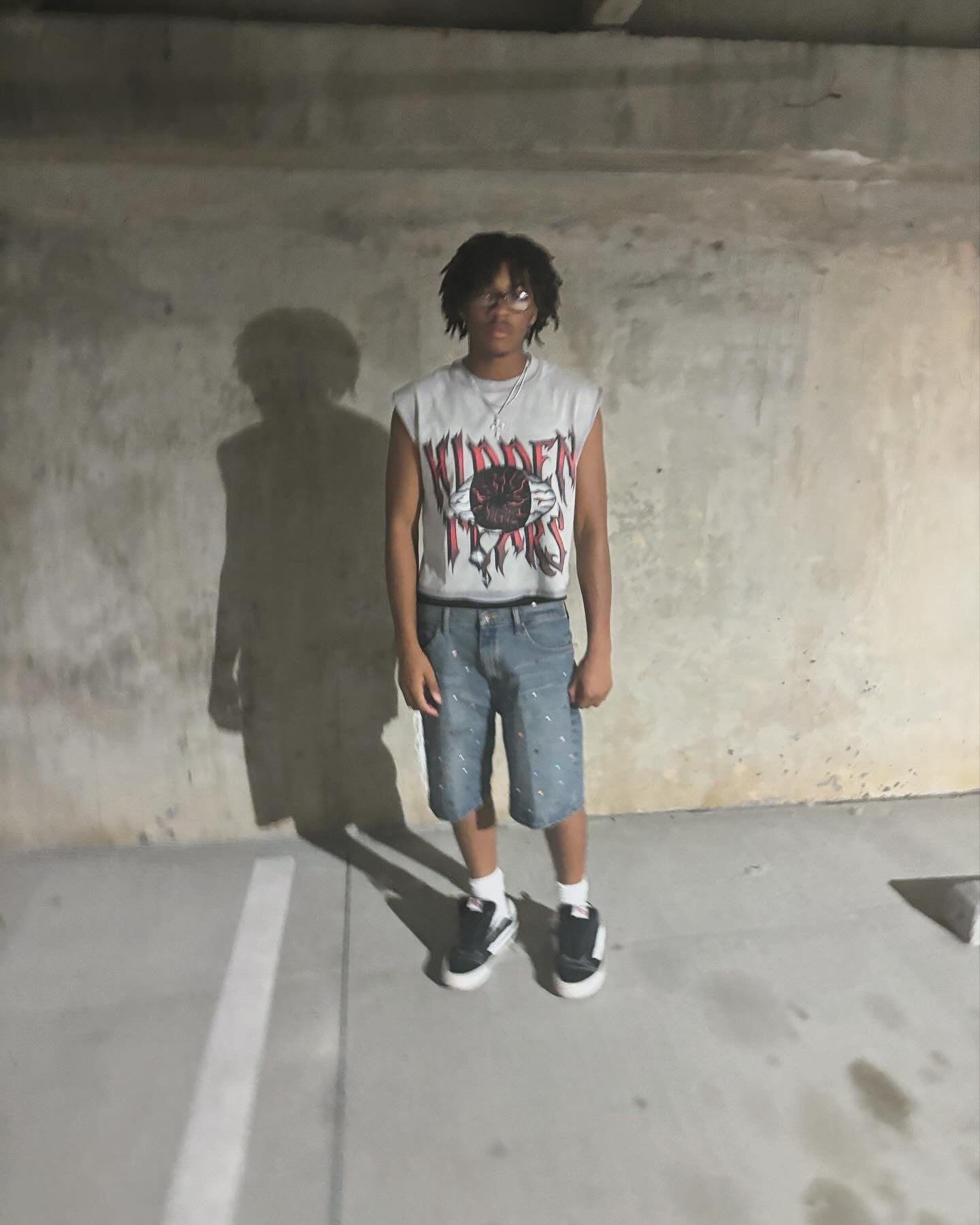 Grey 'HIDDEN TEARS' Sleeveless Tee