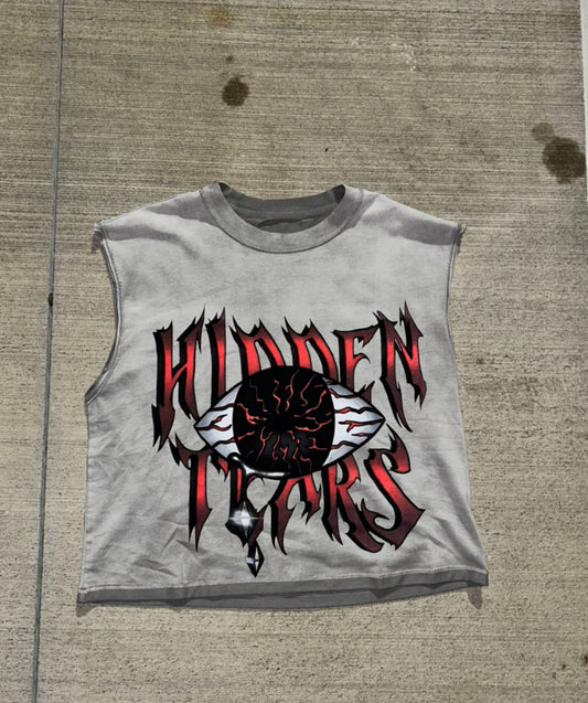 Grey 'HIDDEN TEARS' Sleeveless Tee