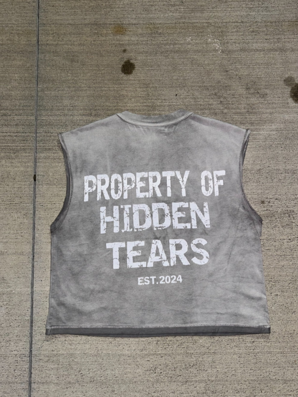 Grey 'HIDDEN TEARS' Sleeveless Tee