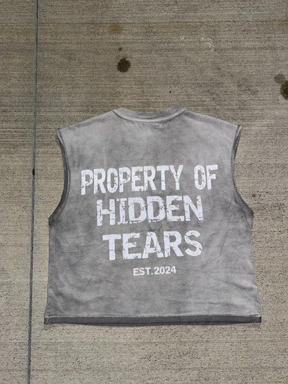 Grey 'HIDDEN TEARS' Sleeveless Tee
