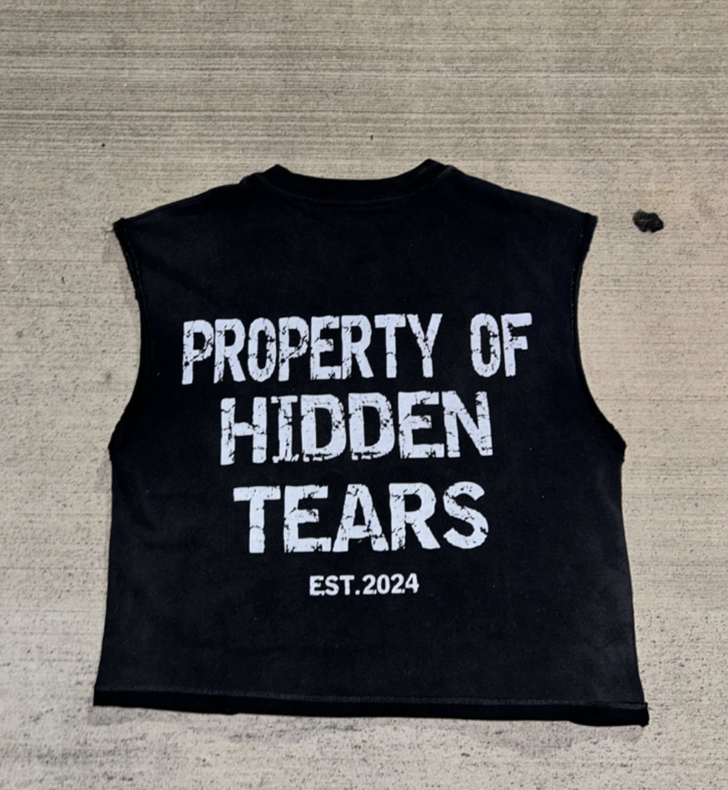 Black 'HIDDEN TEARS' Sleeveless Tee