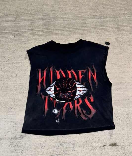 Black 'HIDDEN TEARS' Sleeveless Tee